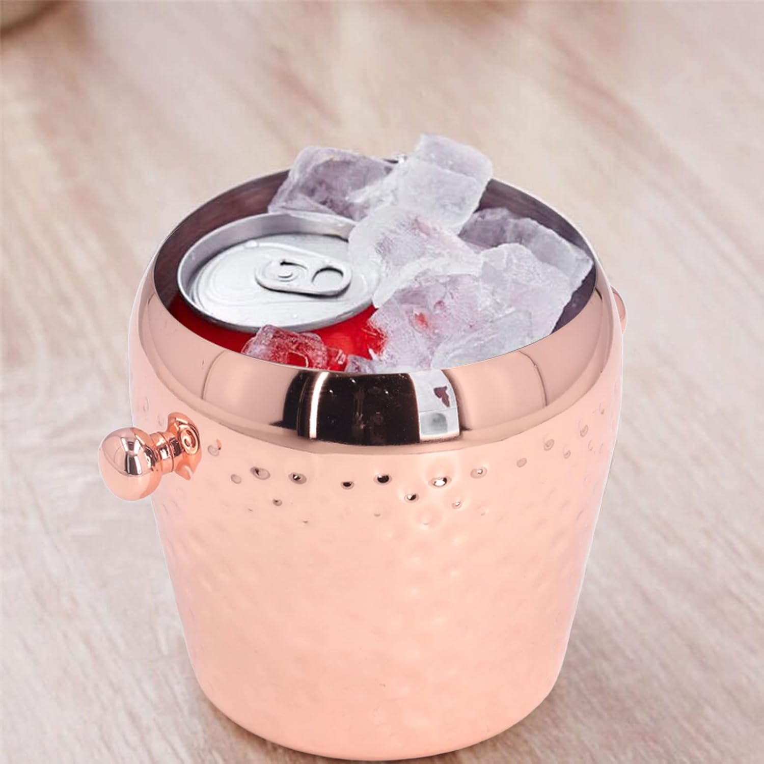 Champagne Ice Bucket, 1000ml Ice Bucket with Handles, Bar Ice Bucket Beverage Bucket Bar Containers Cooler Drink and Wine Chiller for Bar, Party (Copper Plating)