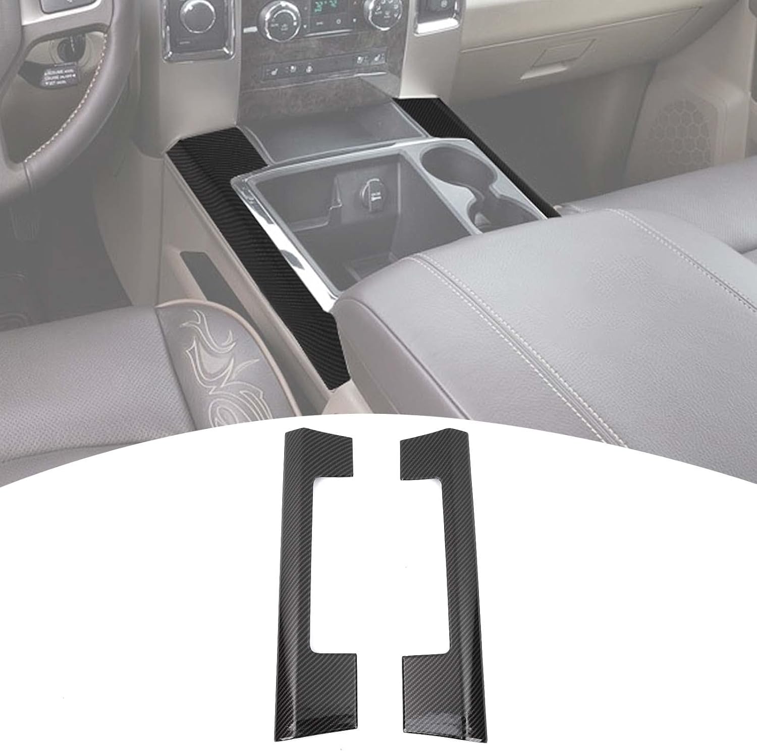 for RAM Carbon Fiber Center Console Gear Shift Side Panel Trim Cover for Dodge RAM 2010 2011 2012 Carbon Fiber Interior Accessories 2pcs