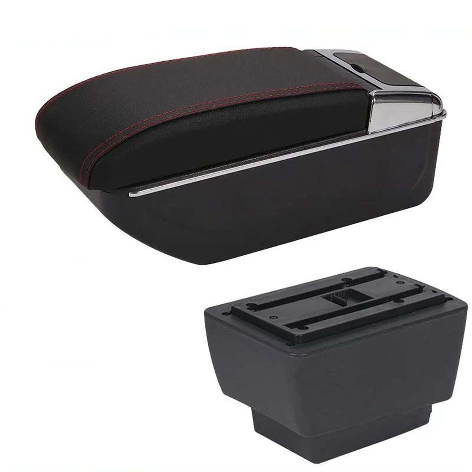 NOHEEU Center Console Armrest Storage Box For Fabia 3 III Combi 2015-2021 Car Interior Parts Modification Accessories(D1 Black red No USB)
