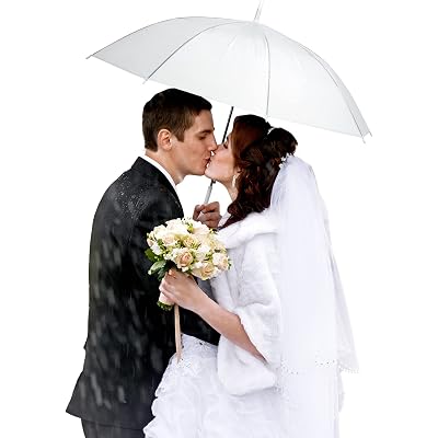 Saintrygo 20 Pack Clear Umbrellas Bulk,Windproof Waterproof Stick Wedding Umbrellas with J Hook Handle for Outdoor Events