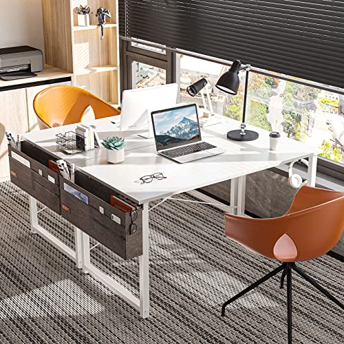 ODK Schreibtisch Weiß 120×48×73.5cm Computertisch Bürotisch mit Kopfhörer Halter und Aufbewahrungstasche, Kleiner Schreibtisch Arbeitszimmer Holz PC Tisch Officetisch für Home, Office – Bild 5