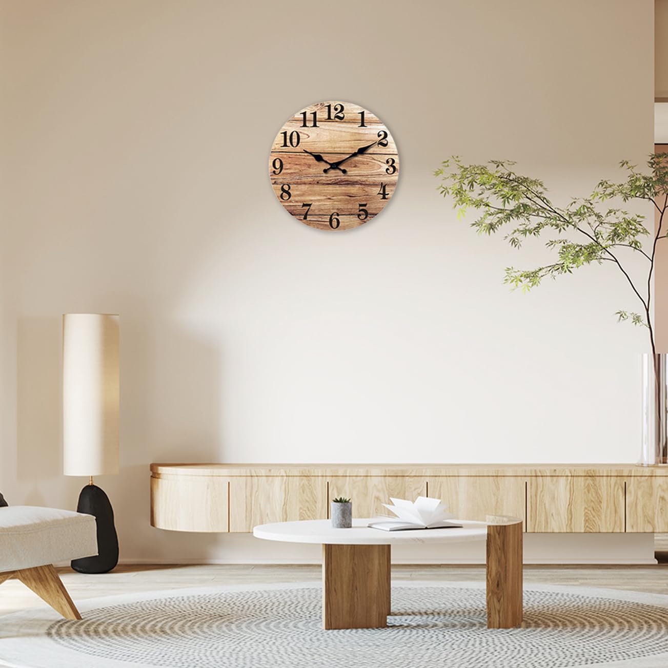 20 Inch Brown Wood Silent Wall Clock Battery Operated | Farmhouse Big Large Rustic Decorative Wall Clock for Living Room Bedroom Office Bathroom Kitchen Silent Non-Ticking