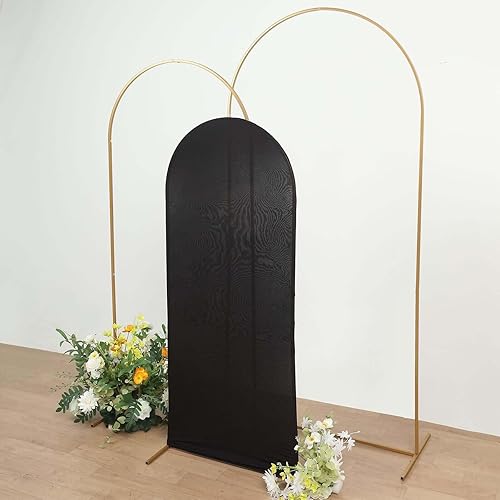 Vista 91 de Efavormart - Marco de fondo redondo de elastano de 7 pies, cubierta de arco de boda de 2 lados Blanco