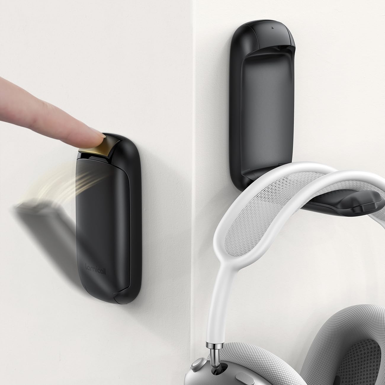 Lamicall Headset Halterung, Kopfhörer Halter - [Faltbar & Klein] Selbstklebender Gaming Headset Ständer für Schreibtisch/Wand, Kopfhörerhalter Headphone Haken Kleben für Airpods Max, Gaming Zubehör