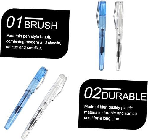 Miniatura 6 de Operitacx 2 bolígrafos de pincel de caligrafía recargables, marcadores de tinta portátiles para dibujar suministros de arte, diseño de punta suave