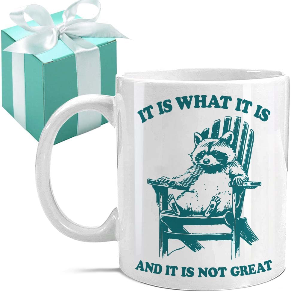 It Is What It Is And It Is Not Great - Racoon Mug - Office Mug Office Coworker Birthday Gift for Him Her – Funny Raccoon Gifts for Best Friend Bestie - Work Gifts for Coworker