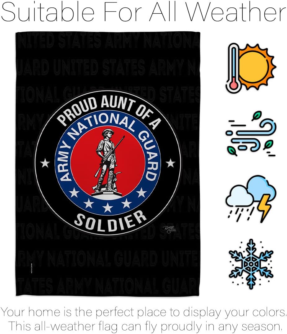 Army Proud Aunt Soldier Garden Flag - Set with Stand Armed Forces National Guard ANG United State American Military Veteran Retire Official - House Banner Small Yard Gift Double-Sided 13 X 18.5