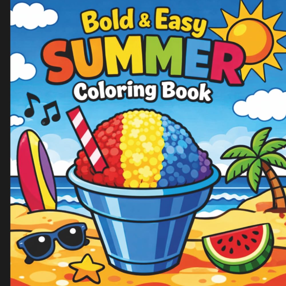 Bold & Easy Summer Coloring Book: Summer Coloring Book For Adults & Kids (Summer Fun For Everyone)