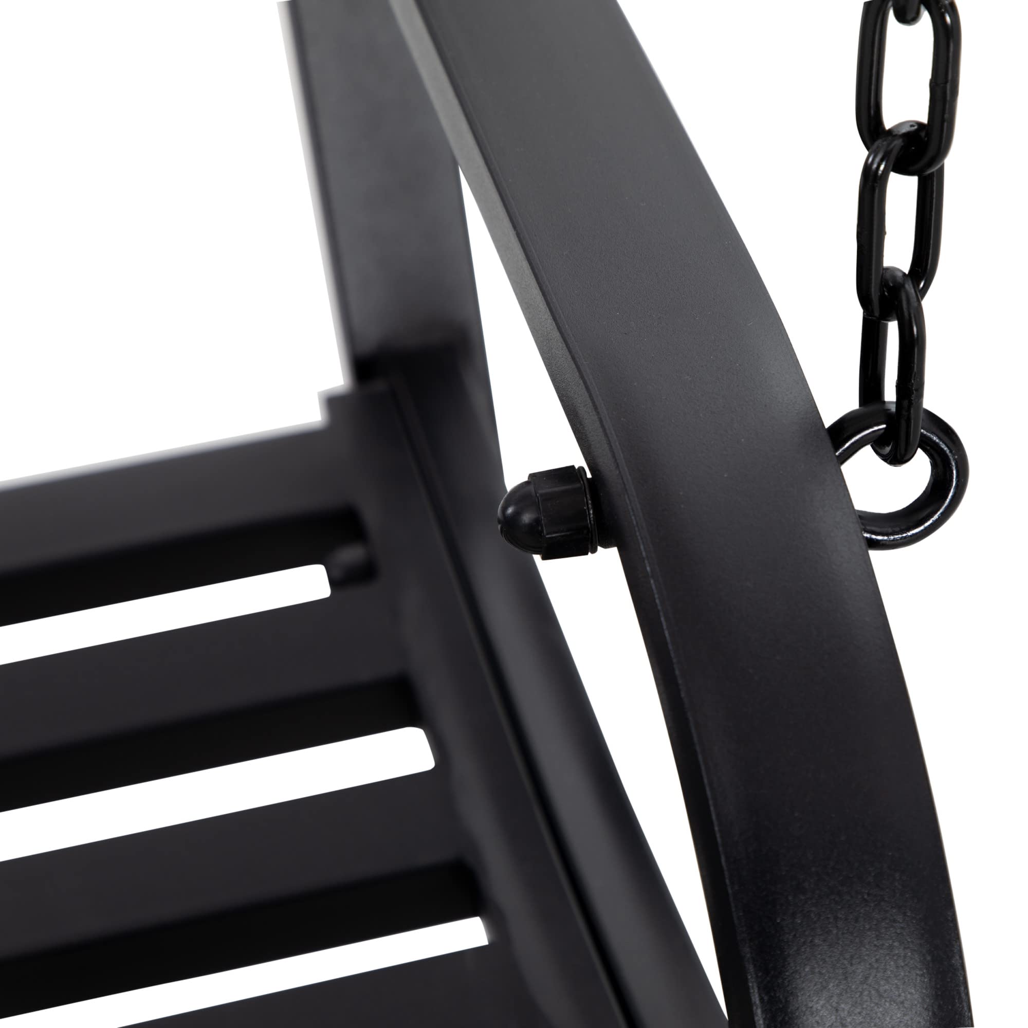 Outsunny Banco Columpio de 2 Plazas con Reposabrazos 127x59,5x52 cm Negro | Banco Colgante de Acero, Carga Máx. 240 kg, para Jardín Terraza Balcón Exterior