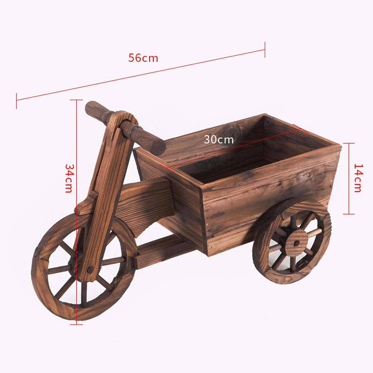 Outdoor Potted Shelf, Plant Stand Plant Holder Wood Modern Flower Potted Holder Rack for Indoor Outdoor, Tricycle Planter, Garden Creative Decoration, Flower Pot Cart Holder,Natural