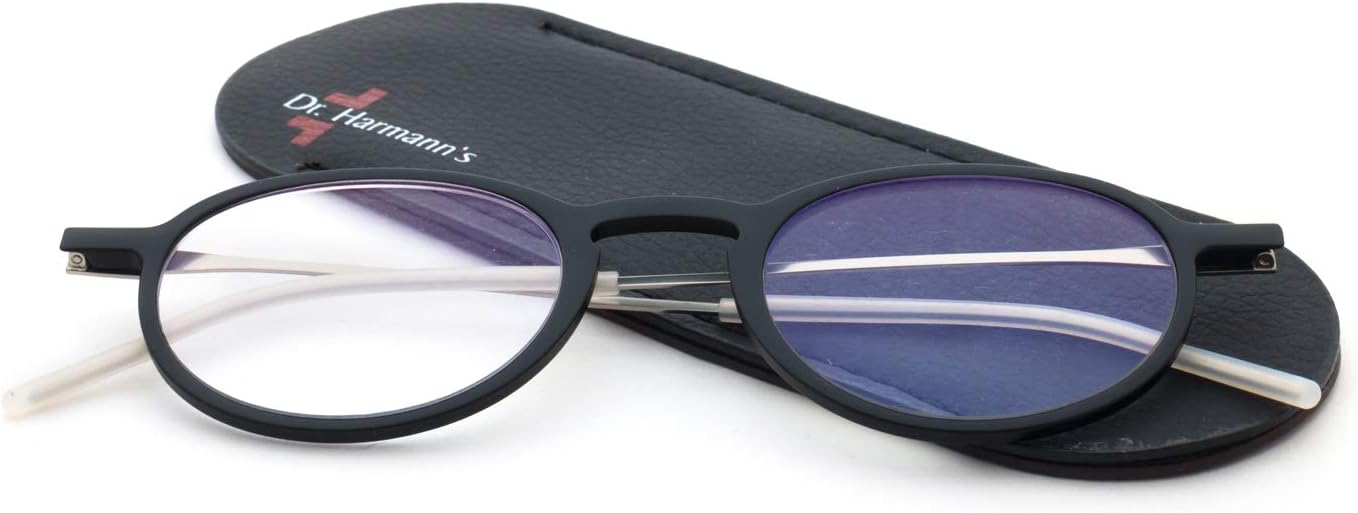 Dr.Harmann's Round Reading Glasses (Black) (Compact 2 +2.25)
