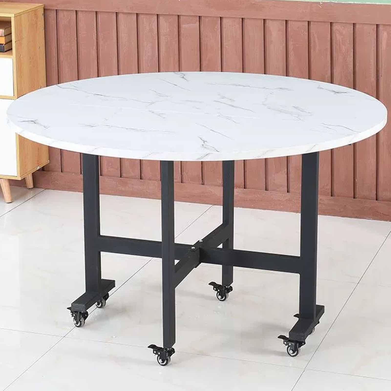 Tavolo da Pranzo Rotondo Pieghevole Mobile, Esstisch Estensibile in Legno con Ruote, Struttura in Metallo Robusto, Farfalla Estensibile, Sopporta Facilmente 400 Kg(Color4,100x75cm/39.4x29.5in)
