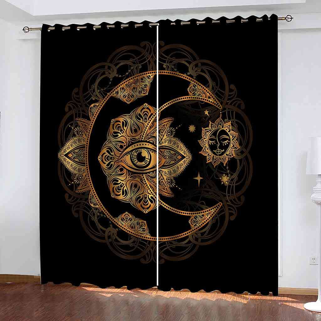 Rideaux salon d'enfants lune soleil doré pour créer un cocon magique et paisible