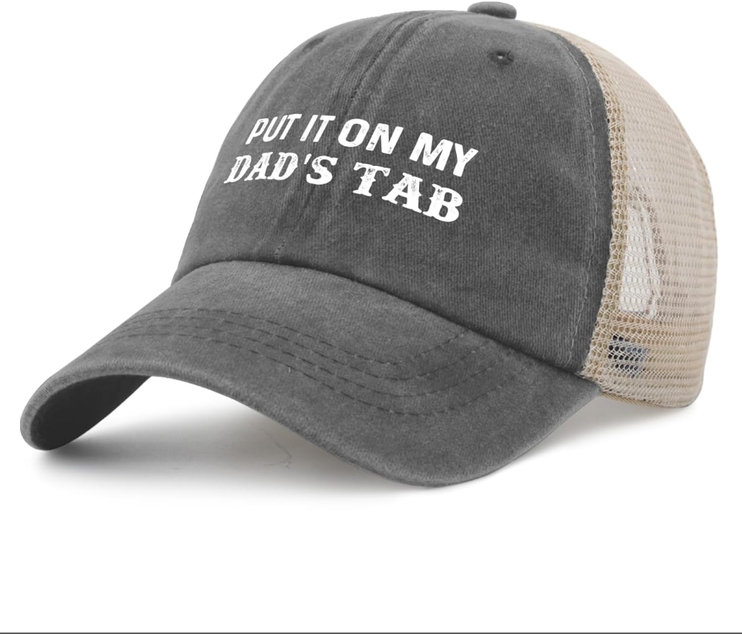 Put It On My Dad's Tab Trucker Hat Women Trendy Mesh Hat for Summer - Image 4