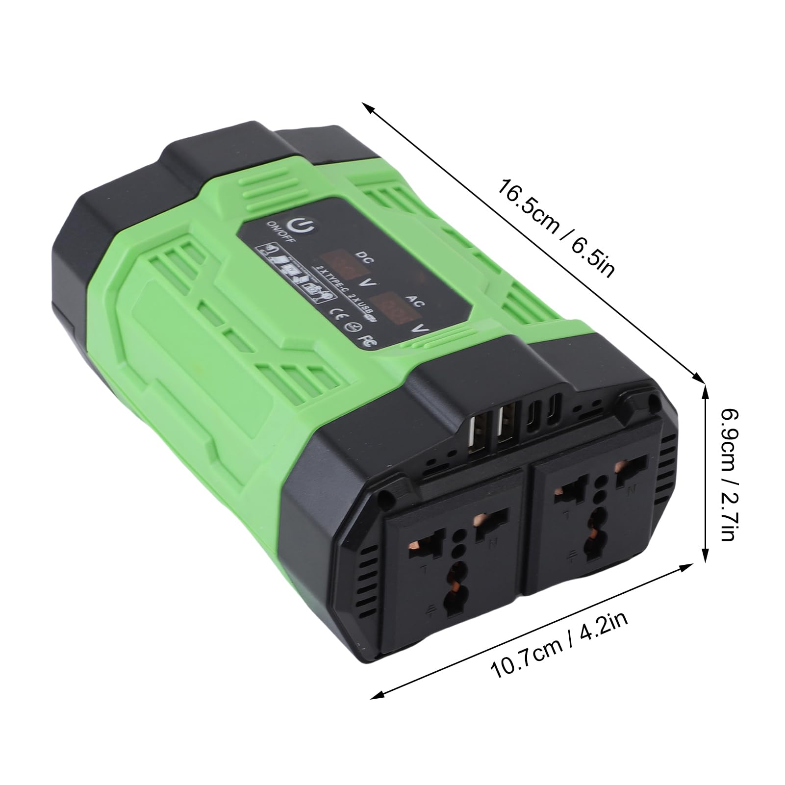 Aramox Inversor de Corriente para Automóvil, ABS DC 12V a AC 220V Inversor 300W con 2 Tomas de CA 4 Puertos USB Pantalla Digital, para Automóviles Viajes por Carretera Camping Oficina Móvil