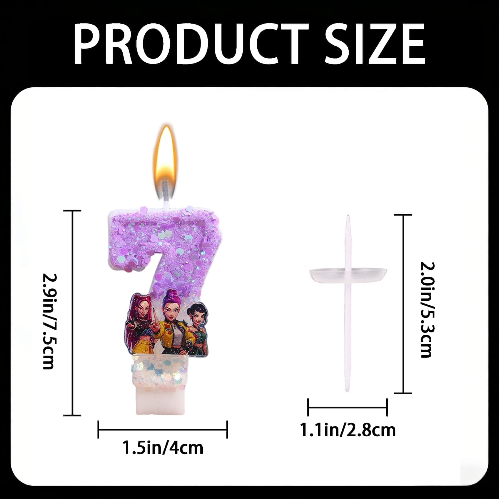 Korea Pop Demon Movie Hunters Birthday Number 7 Candles, Cute Cake Decoration, Perfect for Birthday Party Decorations (7) — view 2