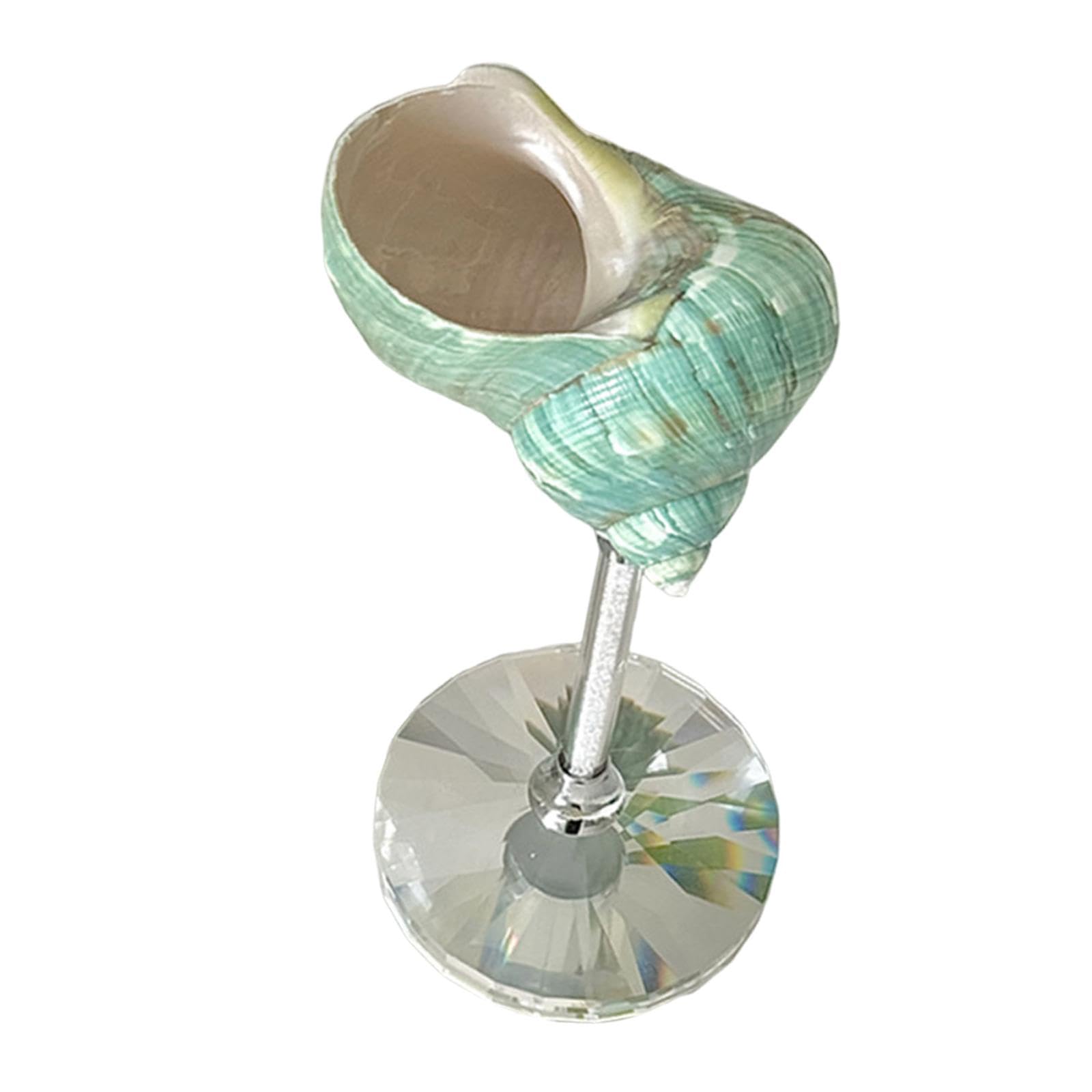 Milageto Verres à Vin en Forme de Coquillage, Coupe à Cocktail Coquillage Marin Fabriquée à la Main, Verres à Jus à Pied pour Fête d'Anniversaire, Dîner, Accessoires Légers, 5 X 18 Cm, Vert