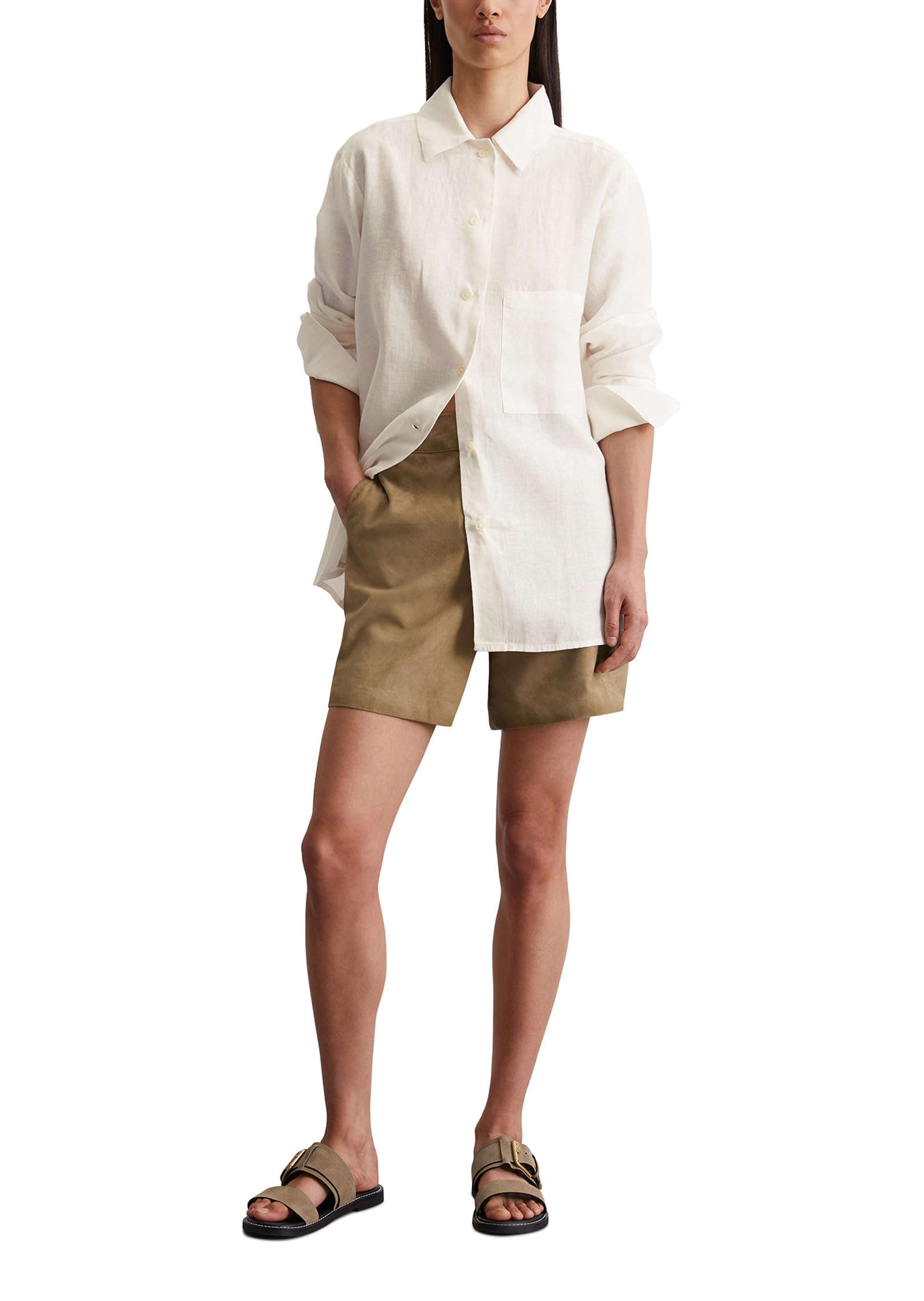 Marc OߴPolo Femmes Chemise en Lin avec col Kent Relaxed fit
