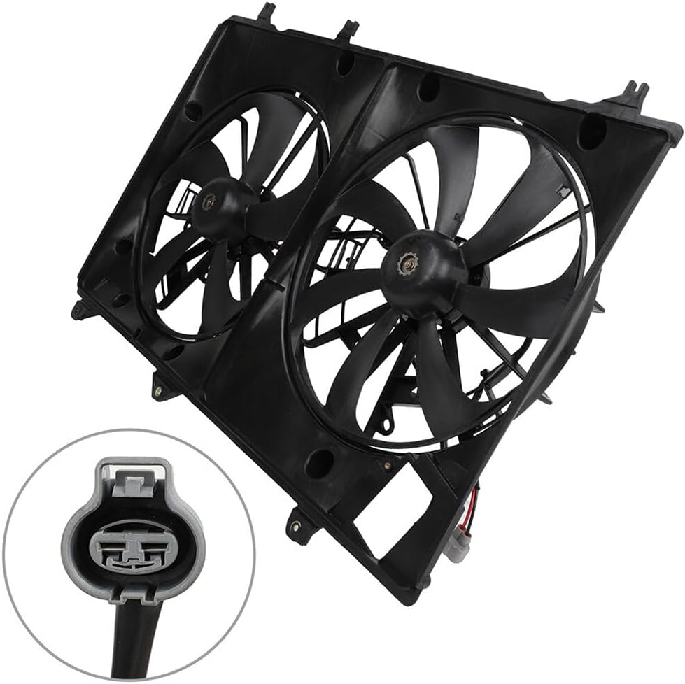 Engine Radiator Cooling Fan Assembly Fit 2008-2013 for Toyota Highlander, Radiator Condenser Fan Assembly Driver Passenger Side/LH RH 622010 621-174