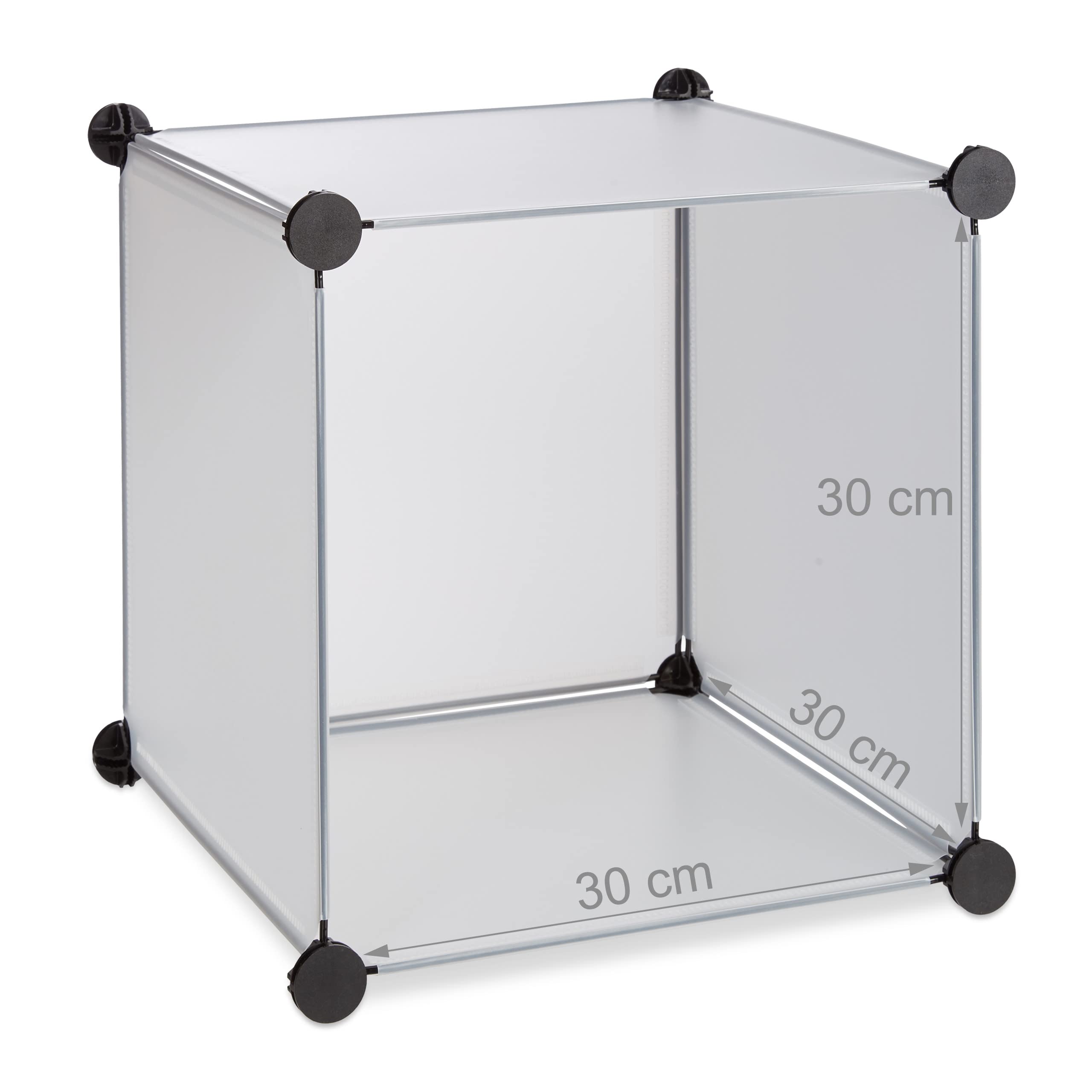 Relaxdays Estantería Modular con Puertas, Plástico, Transparente, 95x95x32 cm