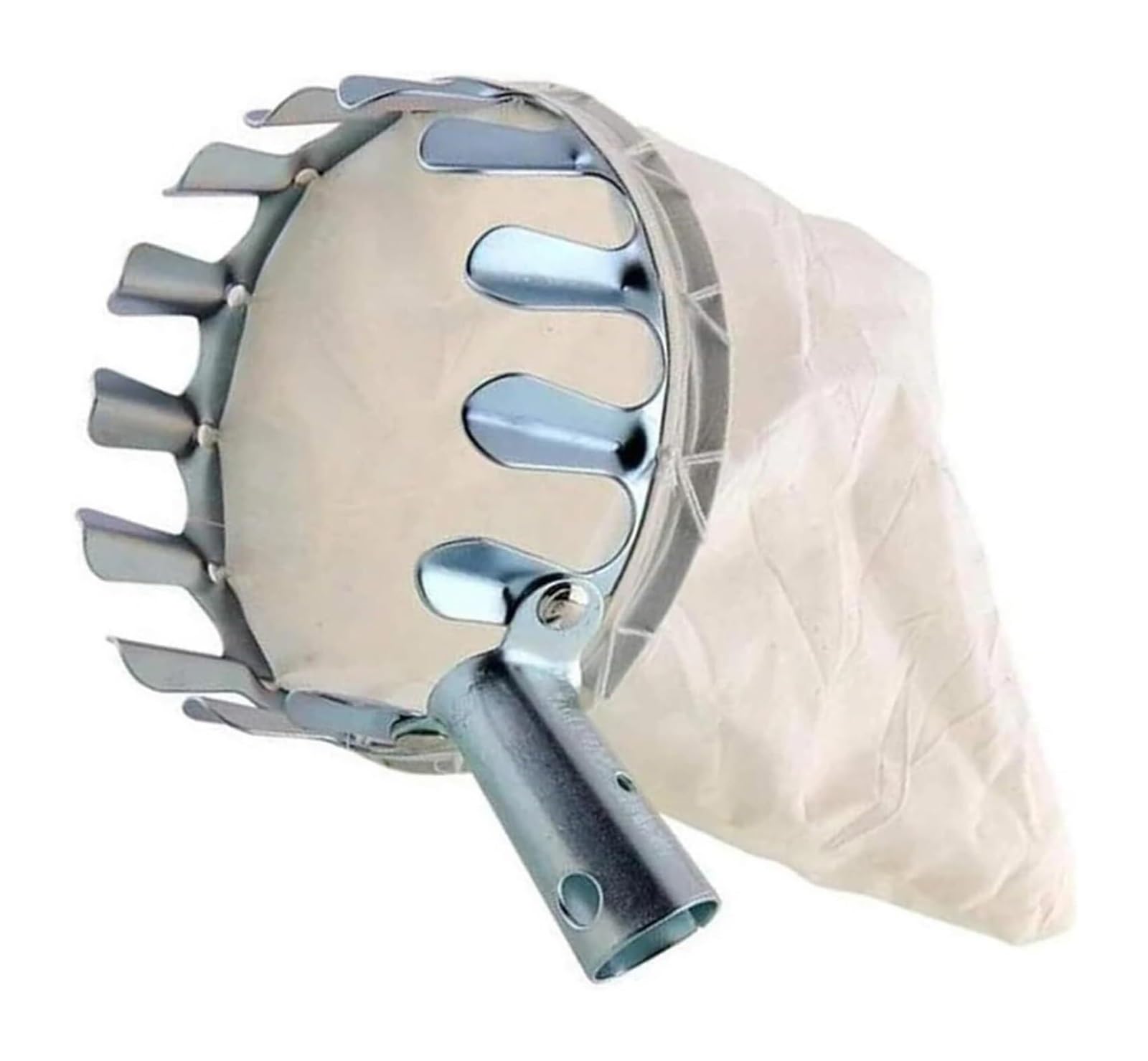 Attrezzo per la raccolta della frutta, Testa Raccoglifrutta In Abs Con Borsa Bianca 14-16cm | 14cm
