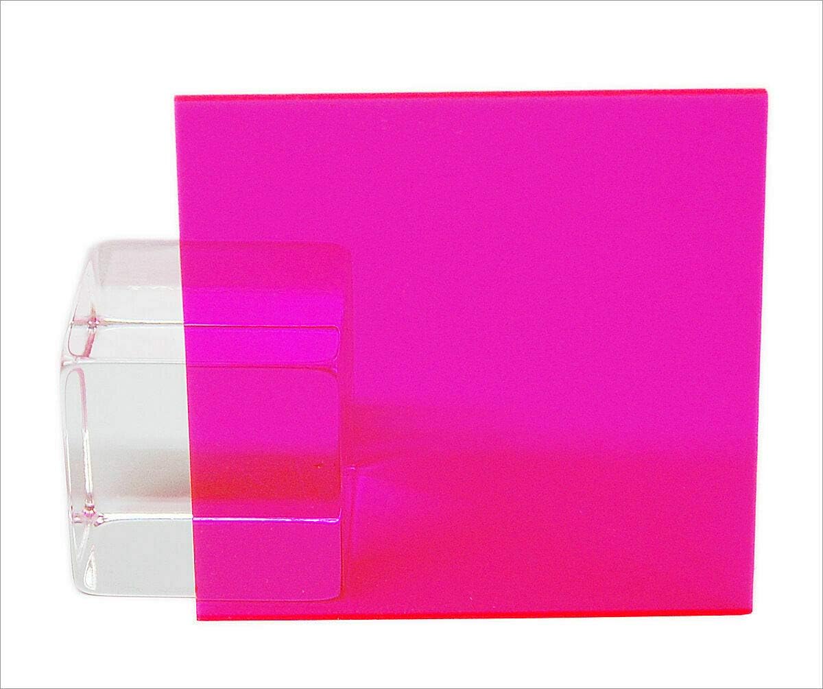 1/8" (0.118") Pink Neon Fluorescent Acrylic Plexiglass Sheet 24"x12" Cast 3mm Thick Nominal Size AZM