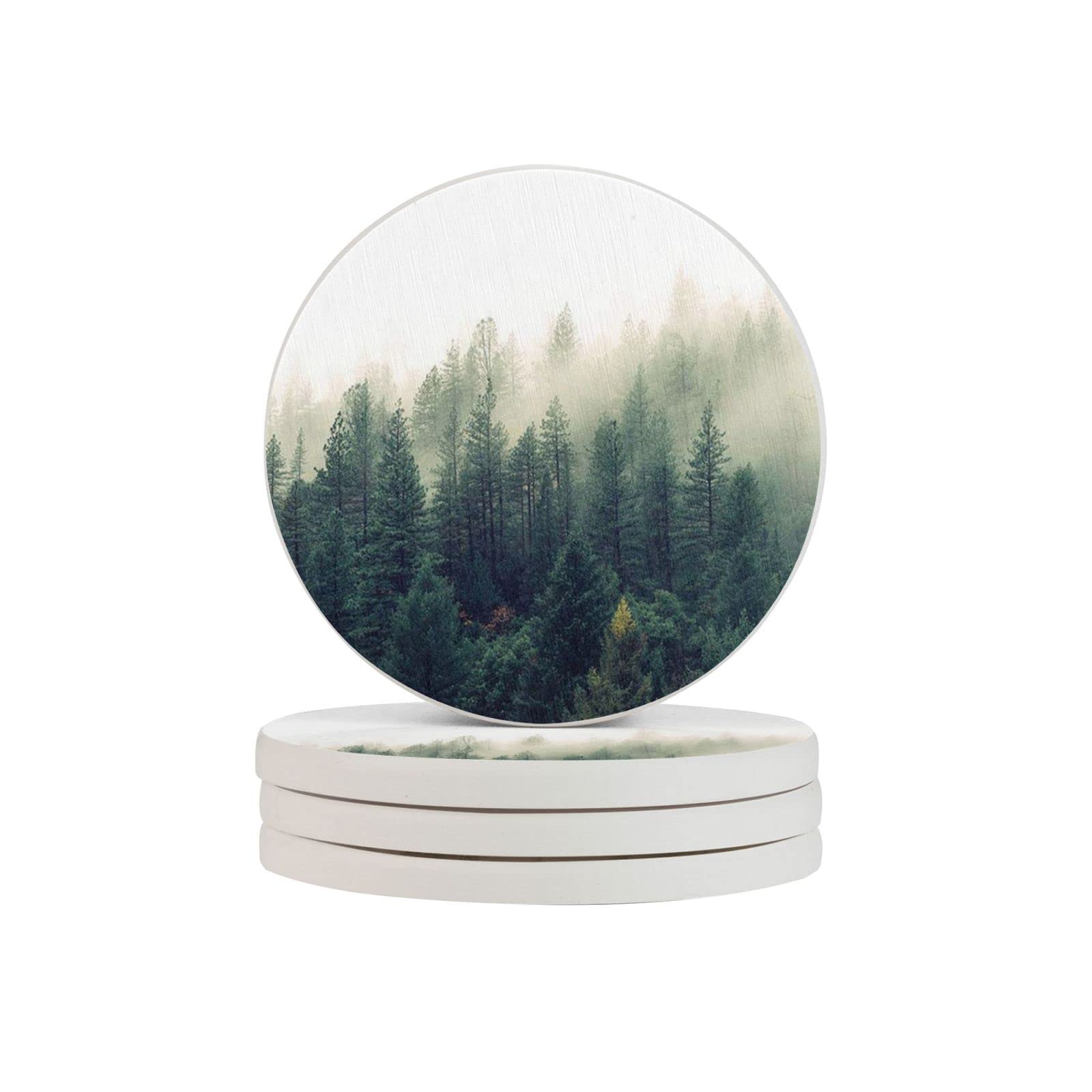 Foggy Two Pieces Drink Coaster for Tabletop Protection Place Mats for Home Decor