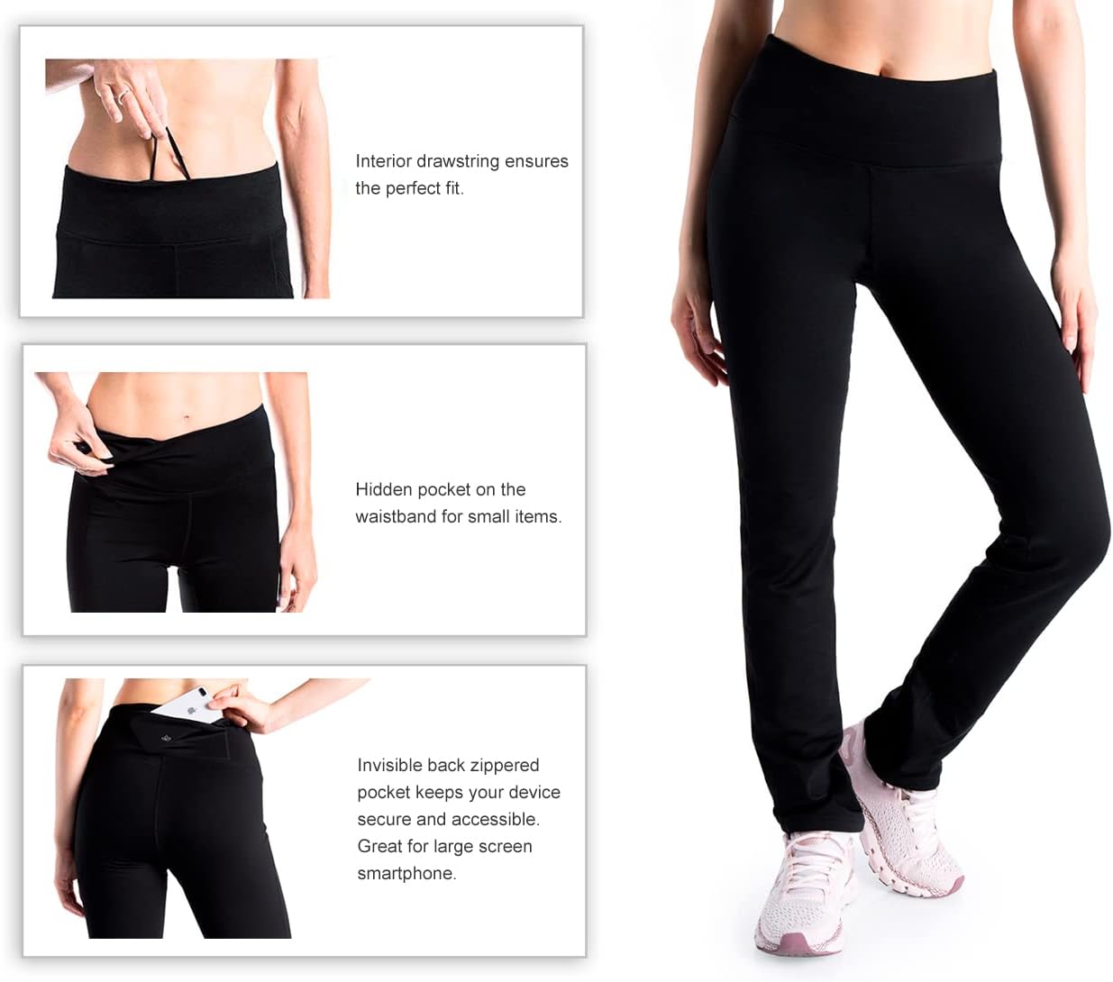 Yogipace Petite/Regular/Tall Women's Fleece Lined Thermal Pants Straight Leg Yoga Winter Sweatpants - Image 4