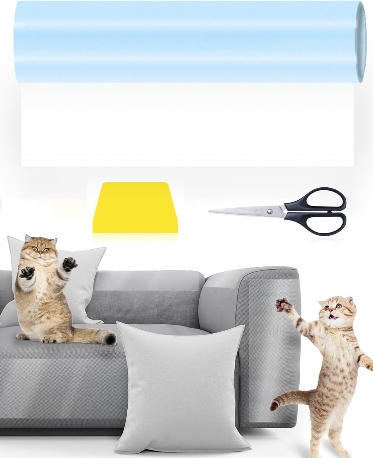 Protezione Antigraffio Per Gatti - Nastro Trasparente Da 30x500 Cm Per Divani, Muri E Mobili - Foto 3