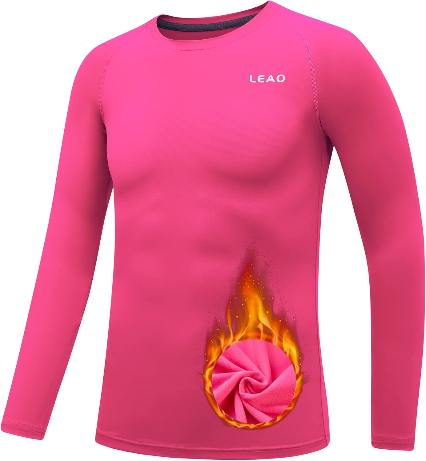 LEAO Youth Boys Compression Shirt Long Sleeve Fleece Quick Dry Sports Baselayer Soccer Baseball Basketball Undershirt - Image 2