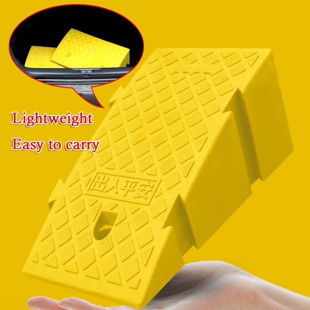 2-pakowe Plastikowe Rampy Krawężnikowe, Przenośne Rampy Progowe, Lekkie Rampy Podjazdowe, dla Samochodów, Wózków Inwalidzkich, Motocykli, Zwierząt Domowych (Color : Noir, Size : 25x27x13cm)