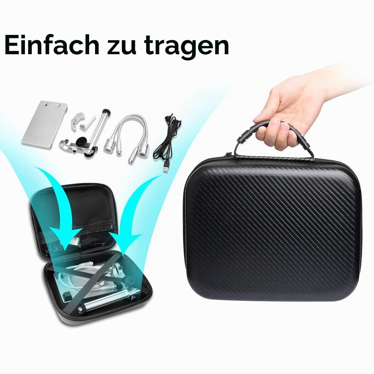 Jiusion Ständer mit 2 Lampen aus Aluminiumlegierung, universell verstellbar, professioneller Standhalter, Tischhalterung für max. 3,5cm Durchmesser USB-Digital-Mikroskop-Lupe, Lupe Kamera