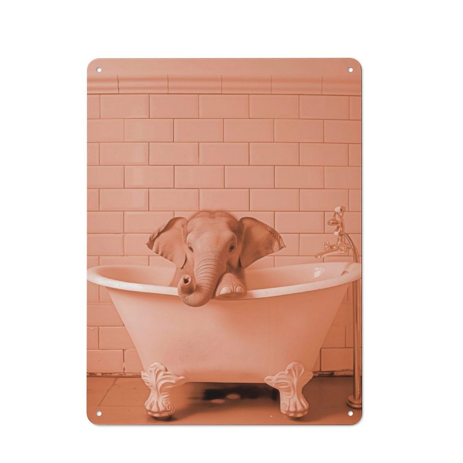 Junmoney Elephant In A Bathtub Tin Wall Plaque 40X30cm With For Bar Or Restaurant, Suited To Bar Decor Enthusiasts