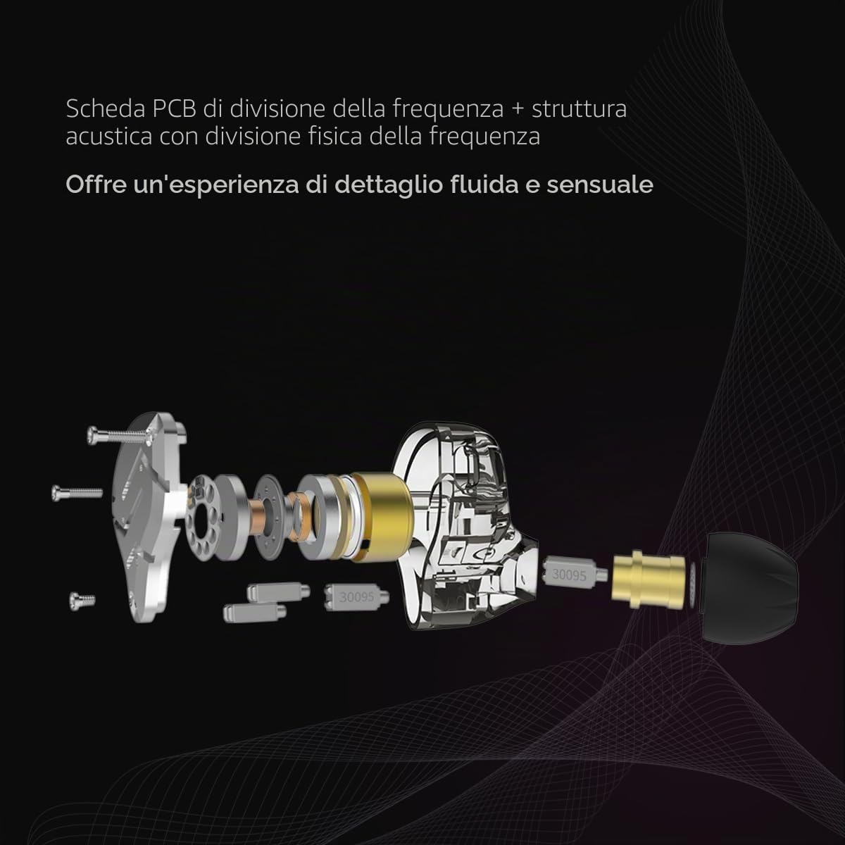 KZA COUSTICS ZS10 PRO Auricolari cablati 1DD+4BA Driver ibrido in-ear monitor cuffie con cavo placcato argento design staccabile auricolari per audiofili (senza microfono, nero)