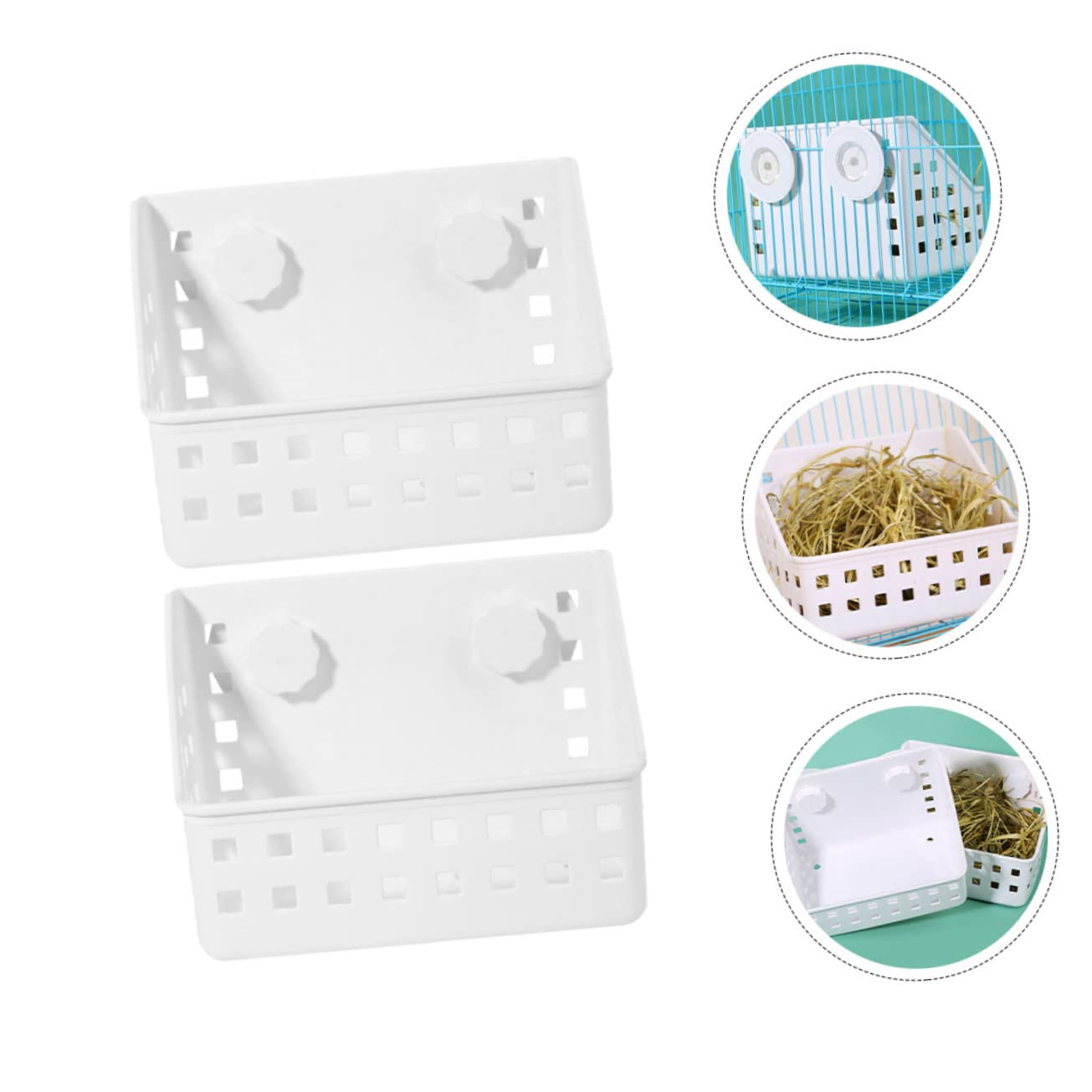 Râteliers à Lapins Fixes pour Foin, Lot de 2, Plastique Blanc