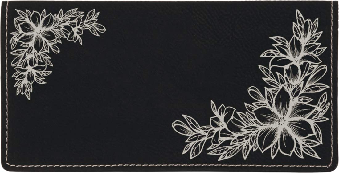 CAROUSELCHECKS Floral Filigree Laser Engraved Leatherette Checkbook Cover