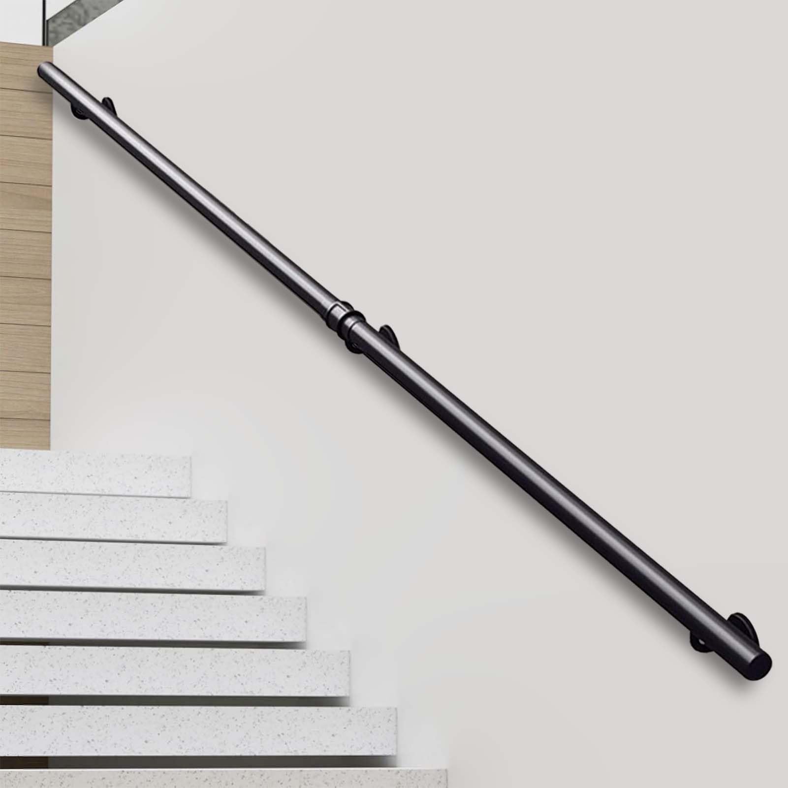 FKXSXAZ Metal Stair Handrails 30-600cm, Wall Mount Bannister Rail Hand Railing with Brackets, Interior Exterior Railings for Staircase, Lofts Decking Balustrade, Grab Bar Kit(18ft/540cm)
