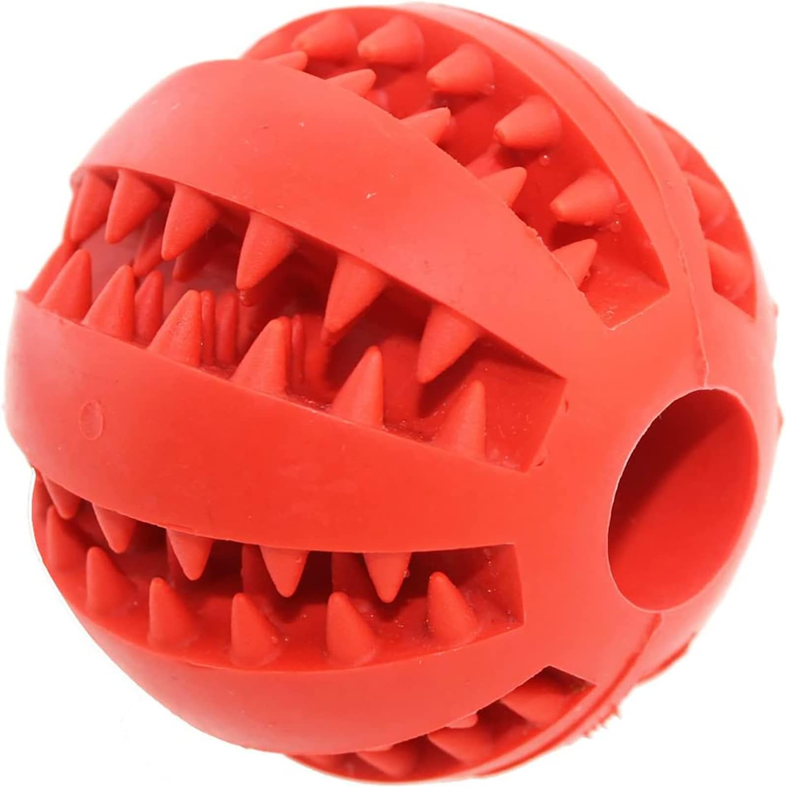 ADUCK Dog Ball Toys for Aggressive Chewers Teething Cleaning [Dental Treat] [Bite Resistant] Natural Soft Bouncy Rubber Ball Toys for Pet IQ Training Playing and Chewing -2.8 Inch (Fire Red)