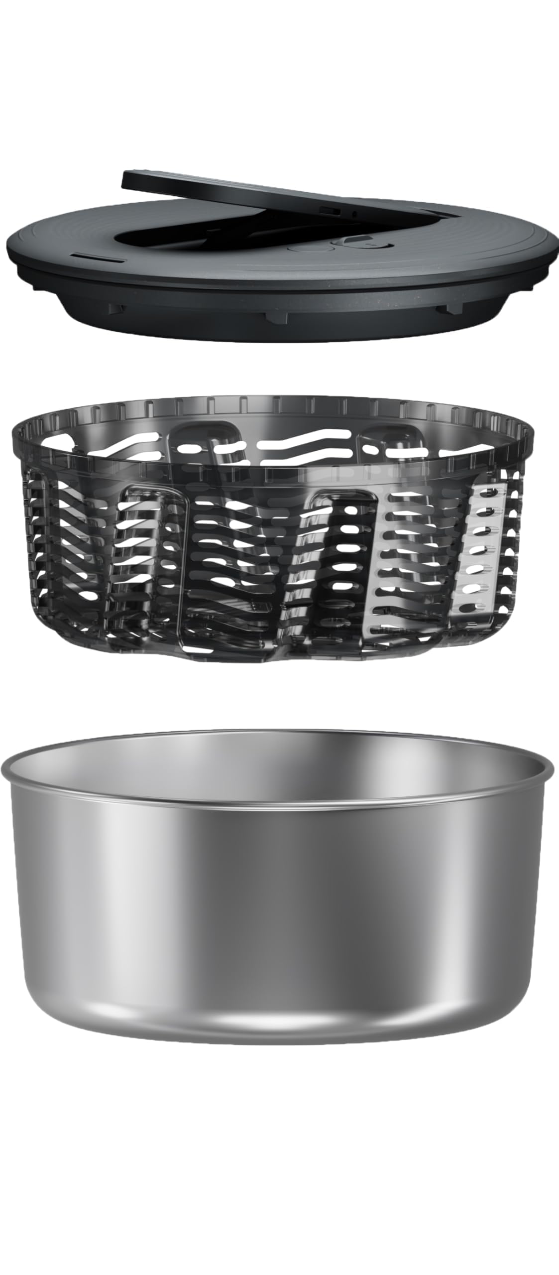 Zyliss Swift Dry Centrifugadora de Lechuga Pequeña de Acero Inoxidable 3,5 L, Escurridor Lechuga, Sin BPA, Base antideslizante, Tecnología AquaVent, Botón de parada, Apta para lavavajillas