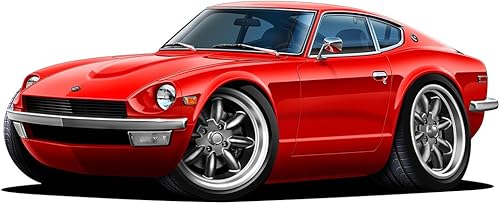 1970 Datsun 240Z - Calcomanía de pared de coche de dibujos animados de 2 pies de largo, calcomanía gráfica de coche deportivo para hombre, cueva,