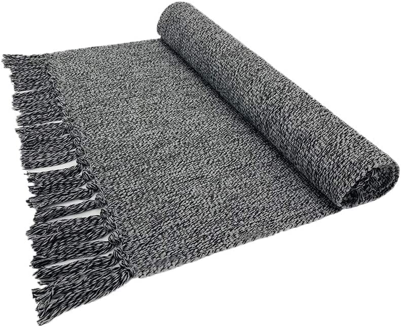 Eanpet Bohemian Braided Rug Area Rug Pure Tassels Floor Rug Hand Woven Reversible Throw Rugs Door Mat Laundry Room Rug Indoor Runner Bathroom Tablecloth (2x3 FT, Rainbow)