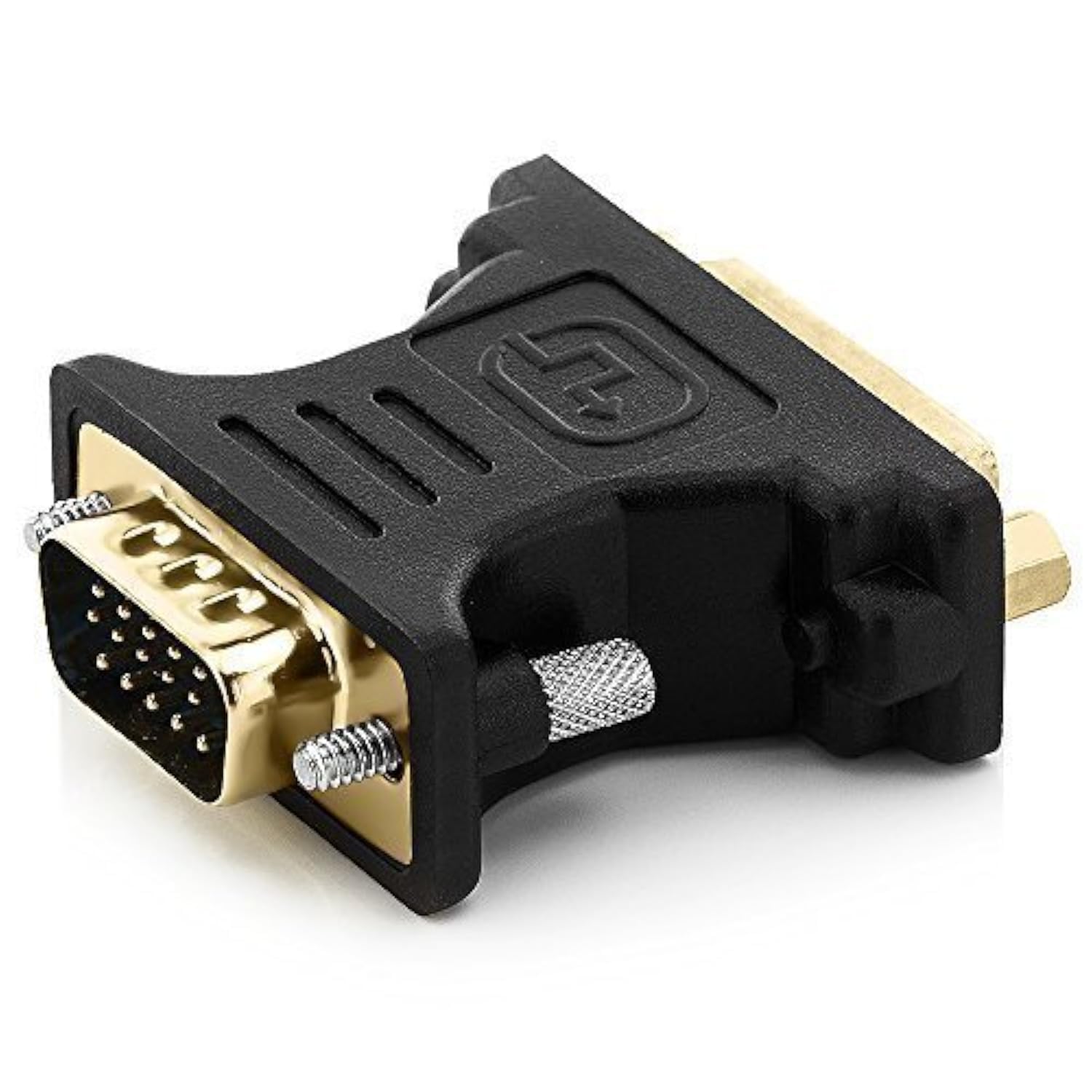 deleyCON Adaptador DVI-I a VGA - DVI-I Hembra (24+5) a VGA Macho - para Monitor PC Video Proyector Tarjeta Gráfica - Negro