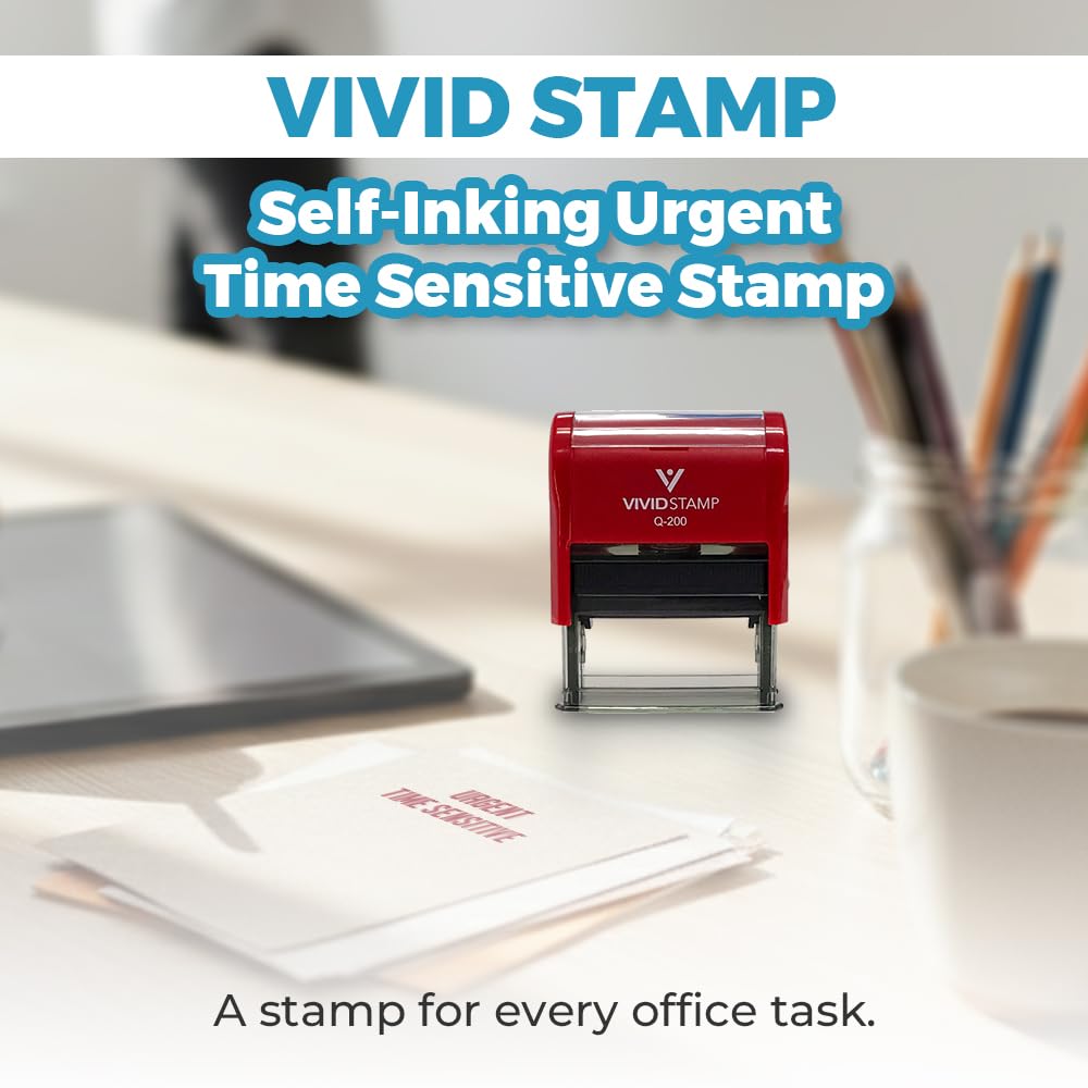 Urgent TIME Sensitive Self Inking gumowa pieczątka (czerwony tusz) - średnia