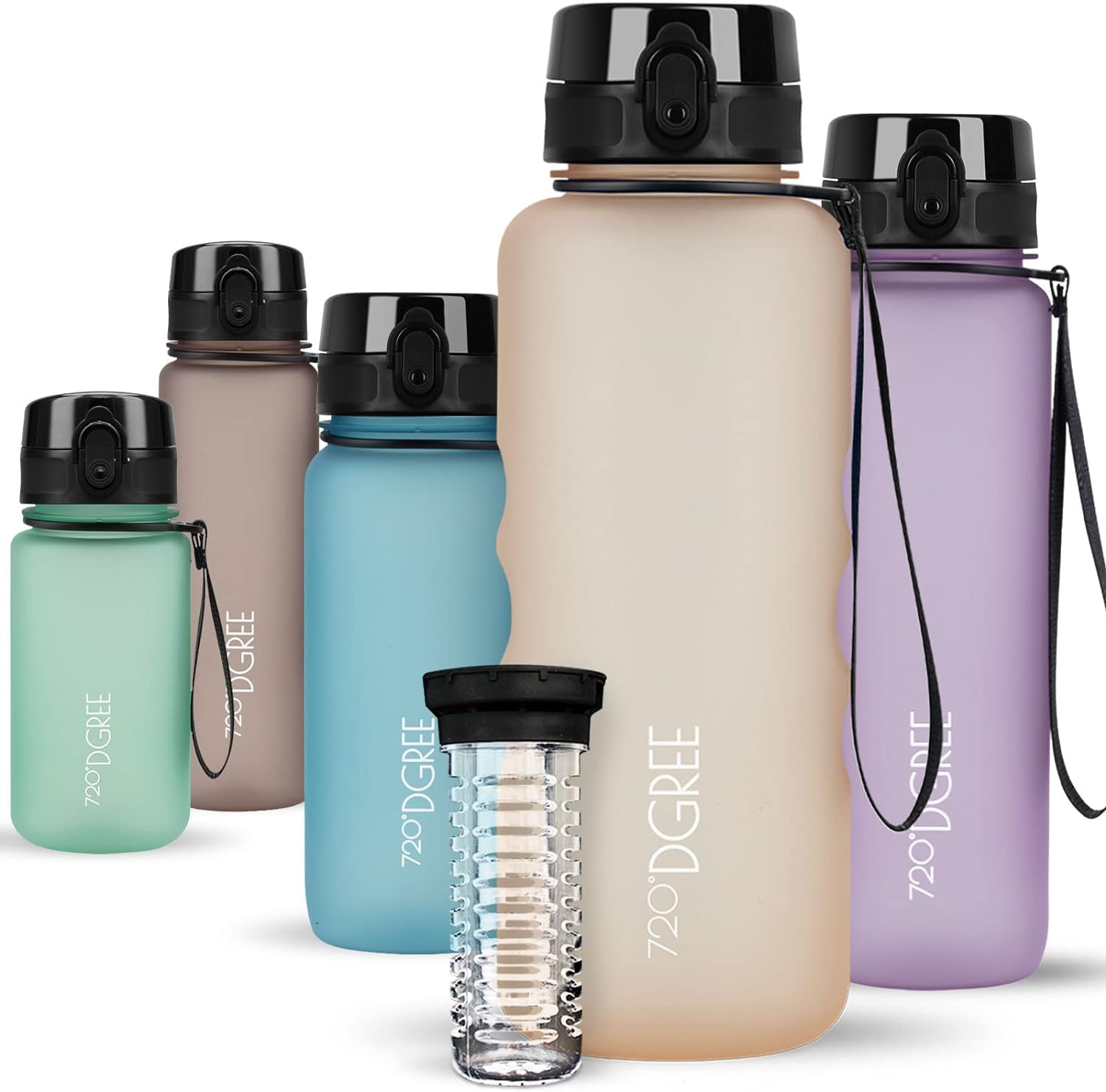 720°DGREE Botella Agua 1 Litro “uberBottle“ - Tamiz-Fruta, softTouch - Sin BPA, Prueba de Fugas, Reutilizable - Cantimplora, Water Bottle ideal para Deporte, Fitness, Gimnasio, Senderismo, Ciclismo — view 196