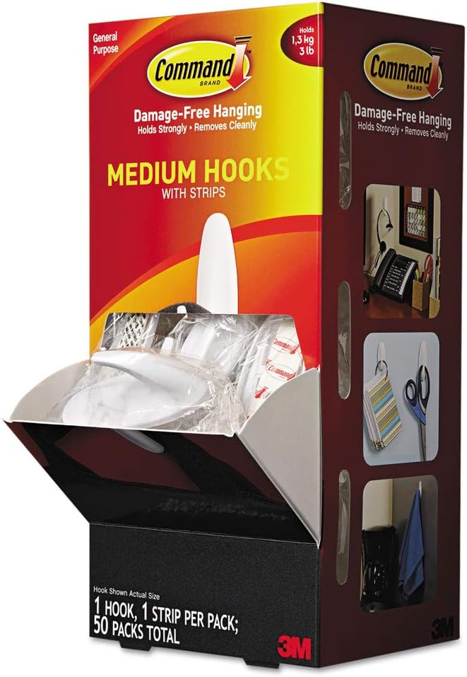 Command - General Purpose Hooks Designer 3Lbs Capacity White 50/Carton "Product Category: Desk Accessories & Workspace Organizers/Wall & Panel Organizers"