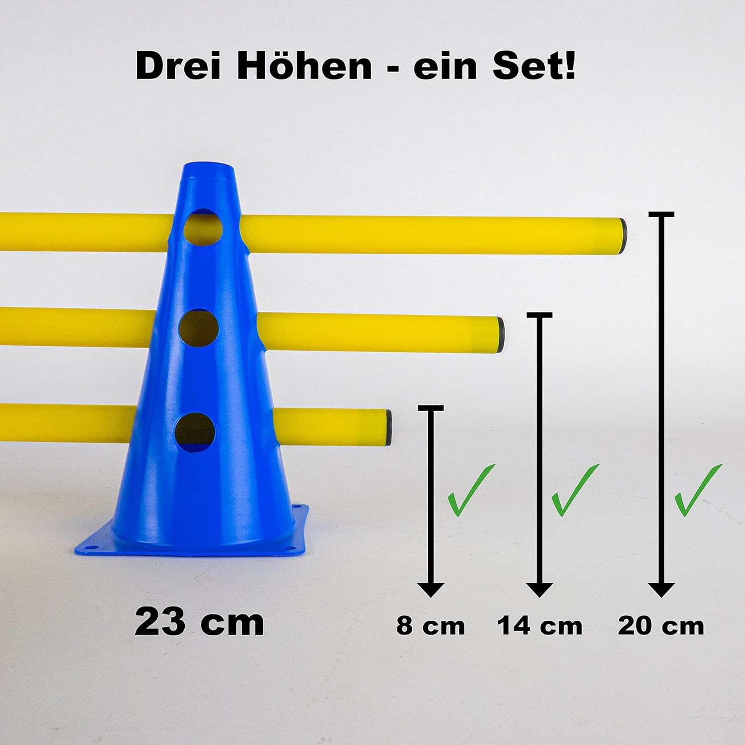 HAEST - Steckhürdenset für Hobby Horsing, 15-teilig, Hindernisse für Hobby Horsing, Höhenverstellbare 8/14 / 20 cm, Trainingsstangen für Kinder & Erwachsene