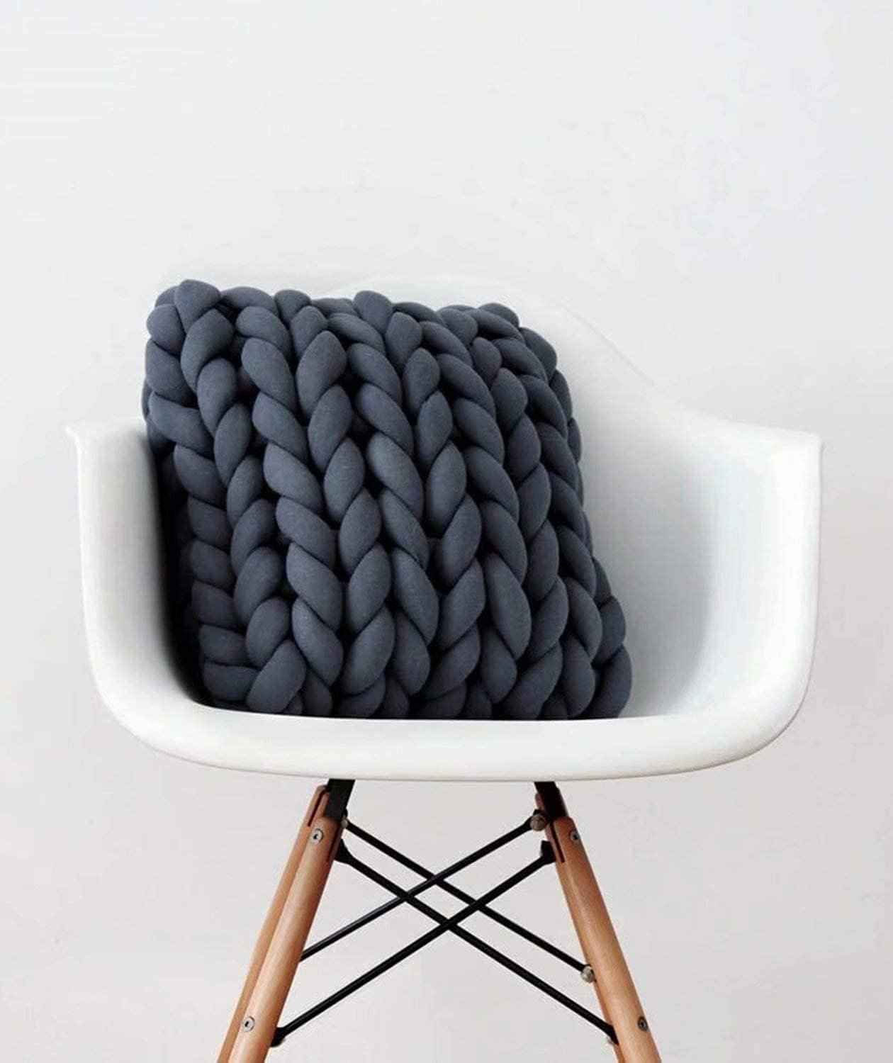 Giant Arm Knitting Chunky Yarn Dark Gray 2.2 LB,Super Soft Tubular Weight Jumbo Ya rn,DIY Crochet Hand Knitting Thick Yar n for Blanket,Pet-Bed, Pillow,Handbag