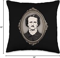 Vista 4 de Victorian Goth Gothic Frame Edgar Allan Poe Gifts Almohada estilo gótico victoriano Edgar Allan Poe, 16 x 16 pulgadas, multicolor