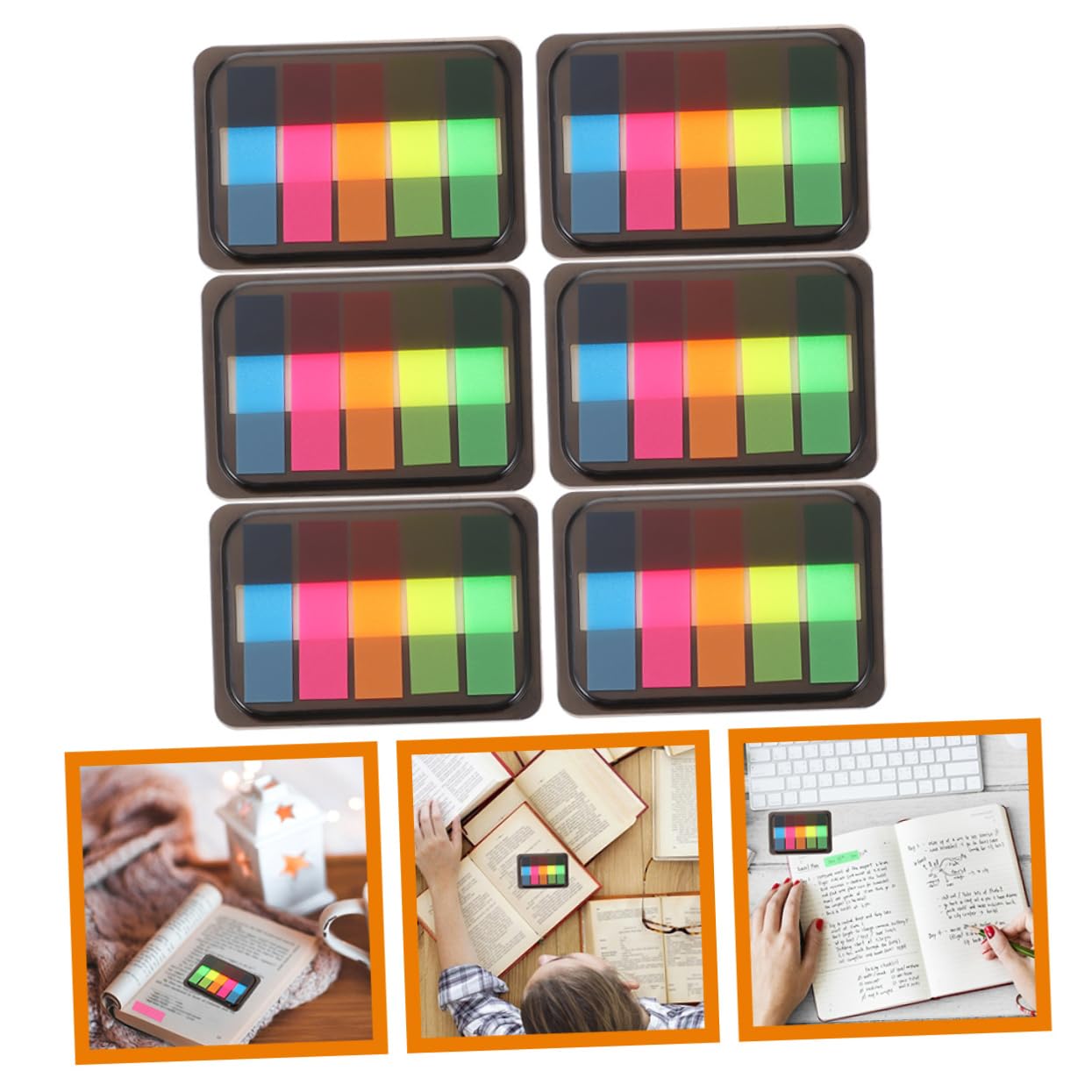 OSALADI 5 Sätze Klebende Seitenmarker Boxen Haftstreifen Beschriften Wiederverwendbare Index Tabs Für Notizen Notizbücher Und Büroorganisation 6boxen*5