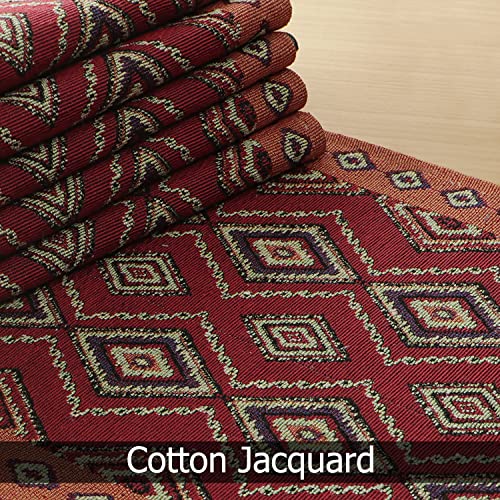 Image of HOKIPO Cotton Jacquard Dinner Table Placemats Set of 6 (12x18 Inches) (IN-530-D2*6) Red Diamond